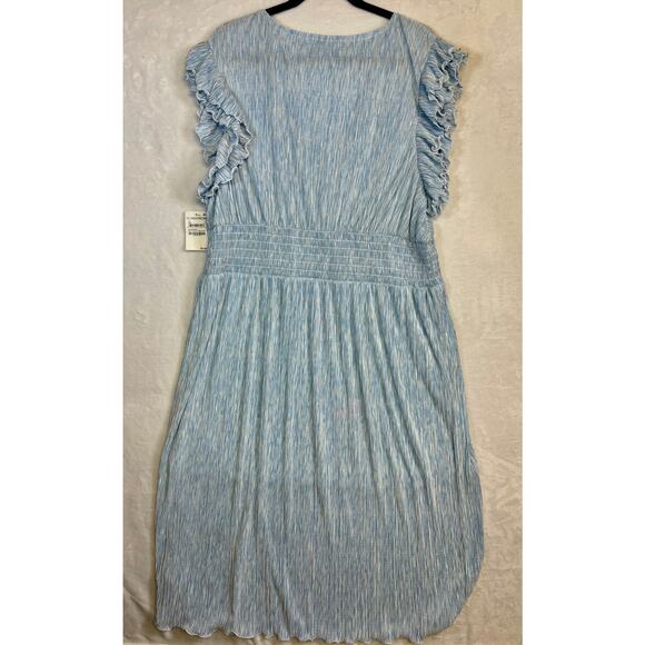 Chelsea28 Flutter Sleeve Plisse Midi Plus Dress 3X Blue Falls Camo Nordstrom - Picture 8 of 8